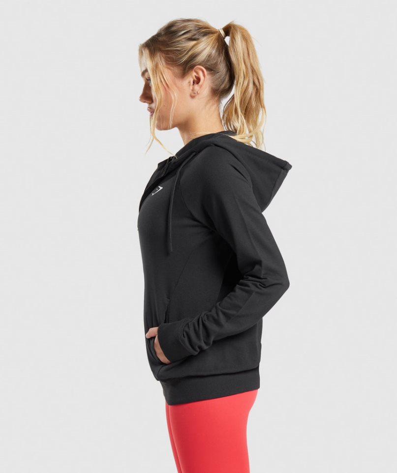 Bluzy Gymshark Treningowe Zip Damskie Czarne | PL 271YNI